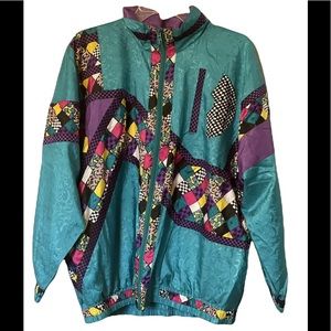Vintage LadyLavon Tracksuit/Windbreaker Full-Zip Size 1X Multi Retro With Pants